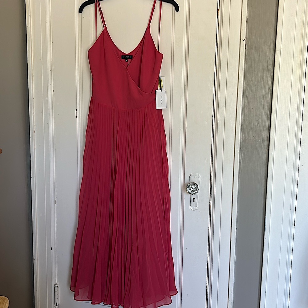 1. STATE High Tide Midi Pleated Wrap Dress